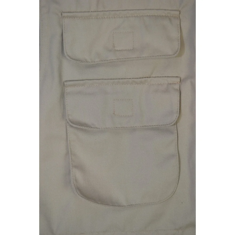 VTG Banana Republic Safari‎ Vest Mens Medium Beige Mock Neck Full Zip Hiking